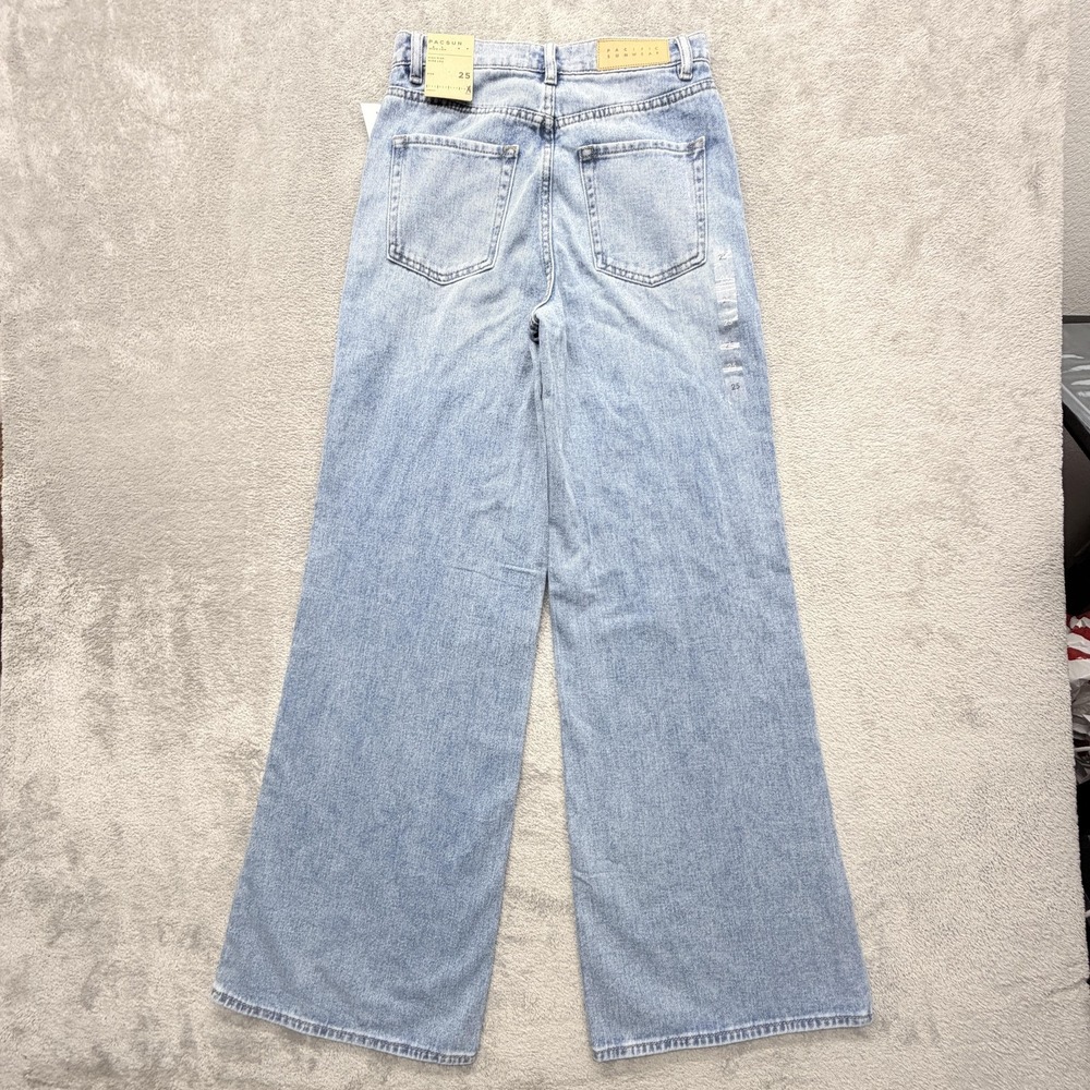 PacSun Jeans Womens 25 Blue Light Wash Wide-Leg High Rise Relaxed Denim - Picture 8 of 9